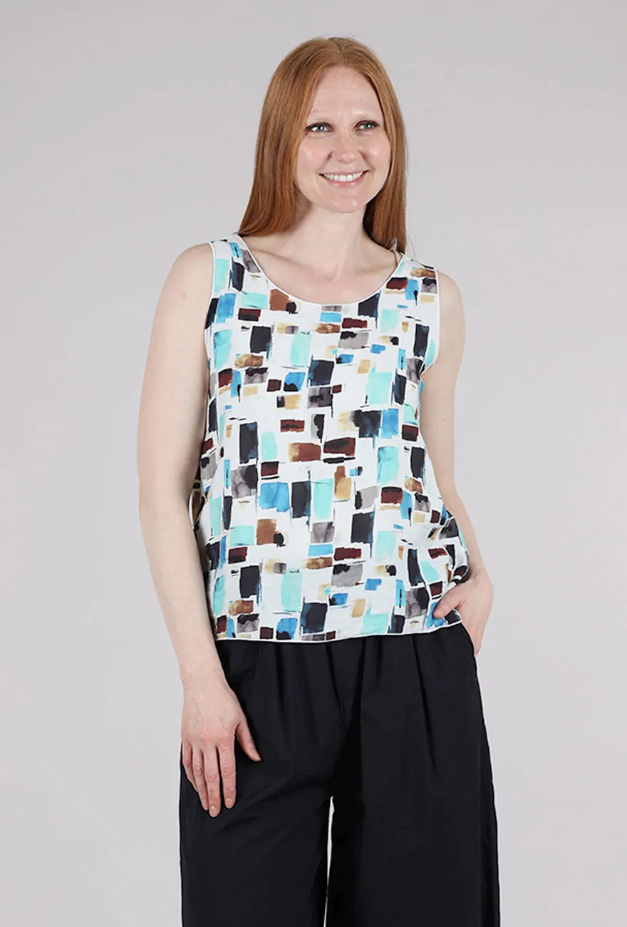Sea Glass Layering Tank, White Crew neck classic
