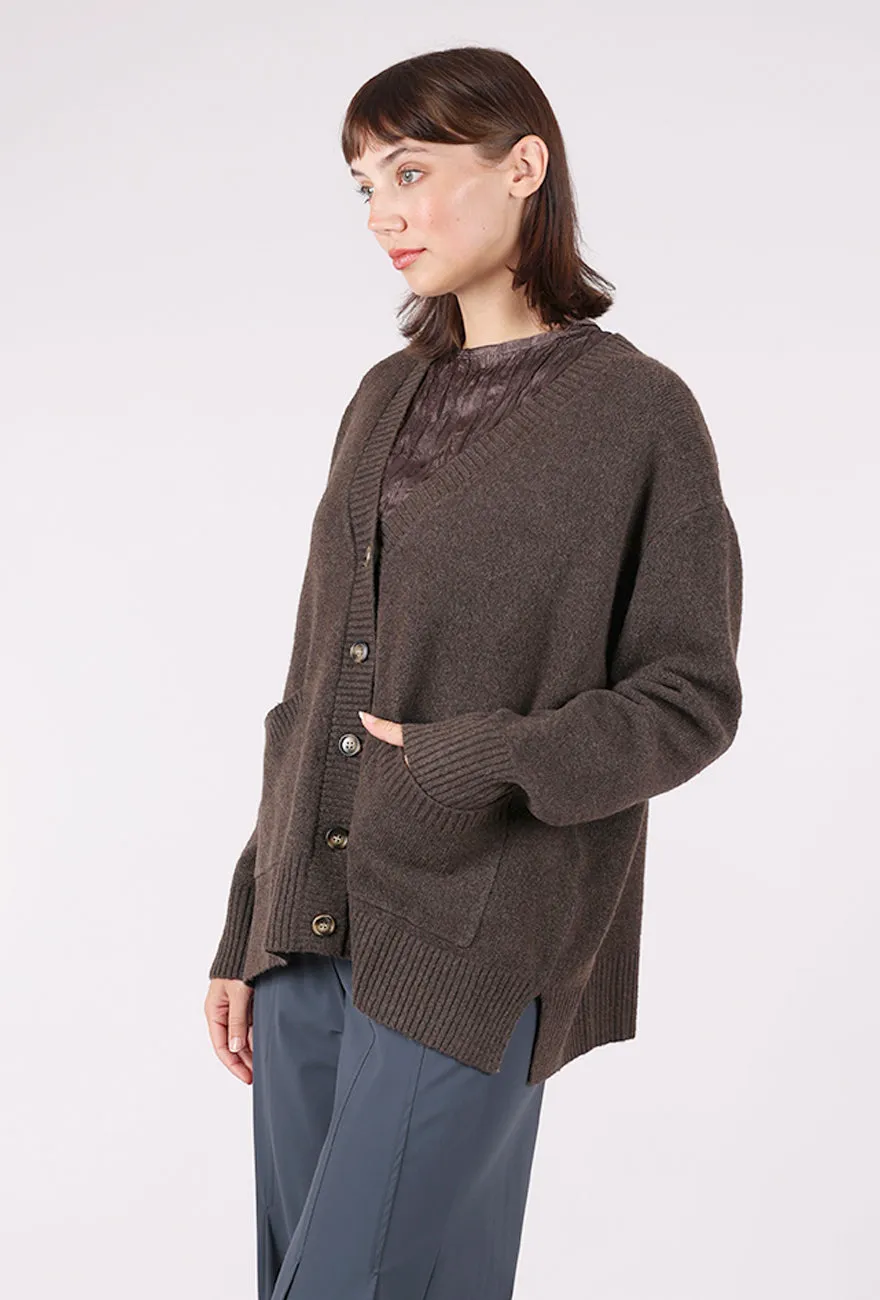 Yak wool Beck Button Cardie, Chestnut