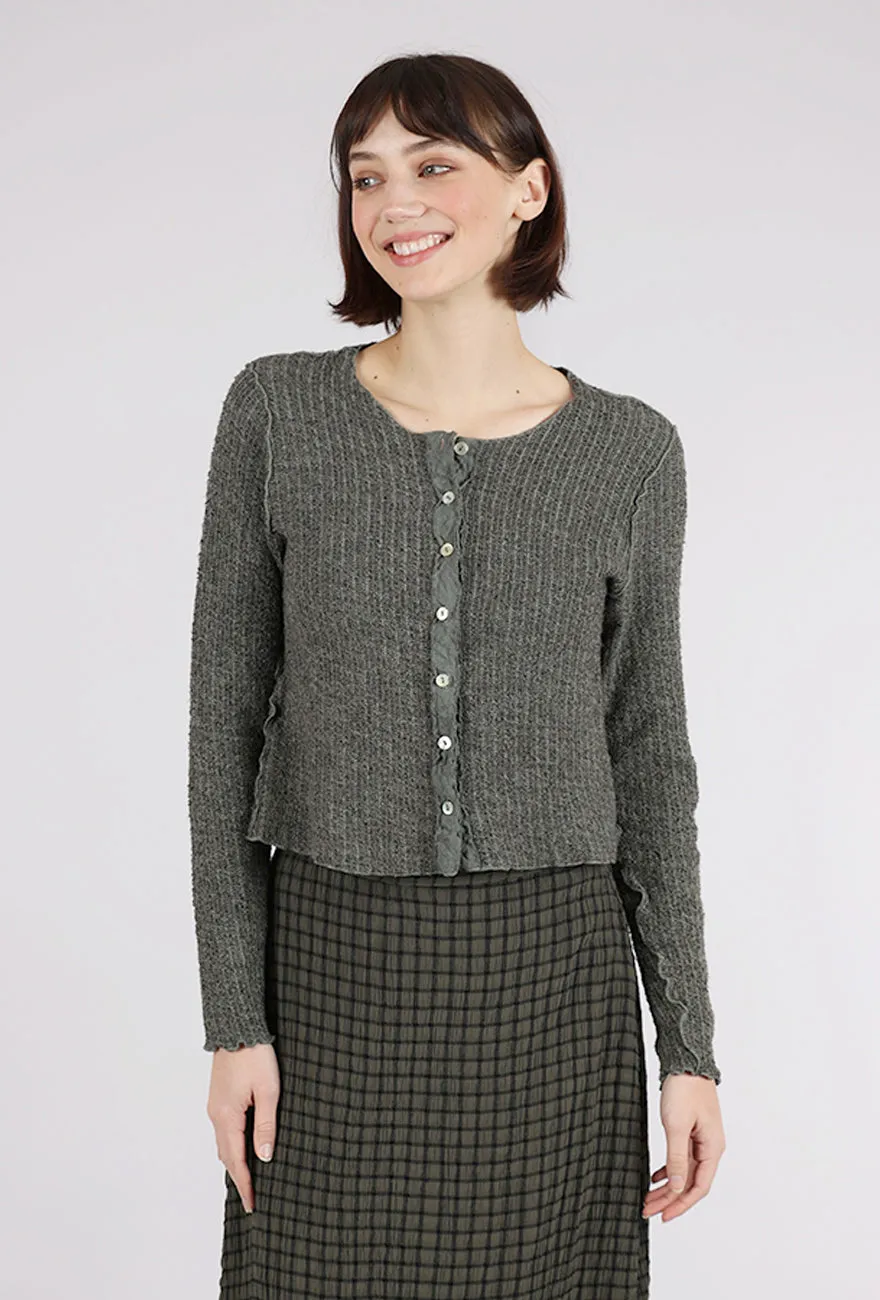 Texture Sweater Crop Cardie, Clay Wool knit for comfort. Smart-casual knit