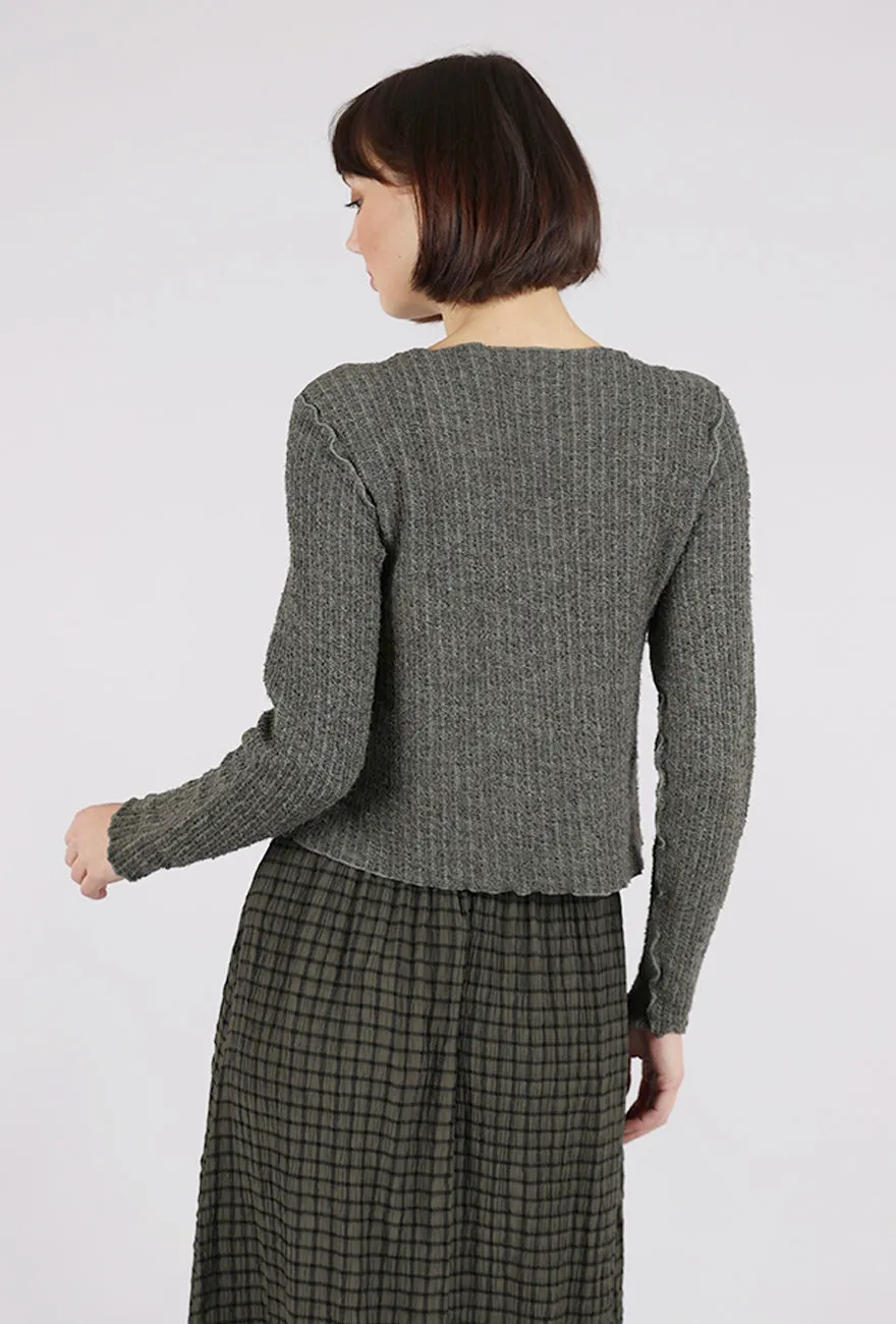 Zipper Style Texture Sweater Crop Cardie, Clay