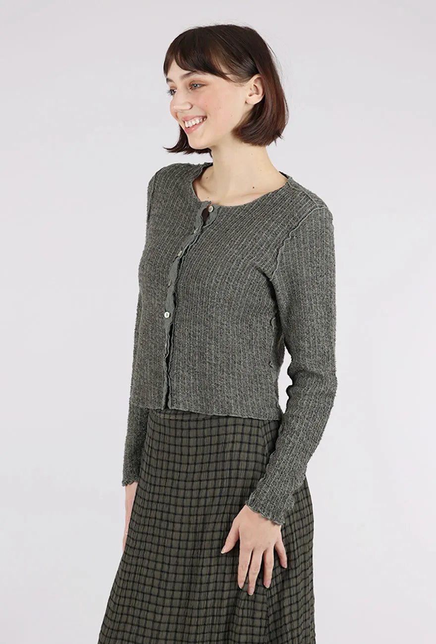 Zipper Style Texture Sweater Crop Cardie, Clay